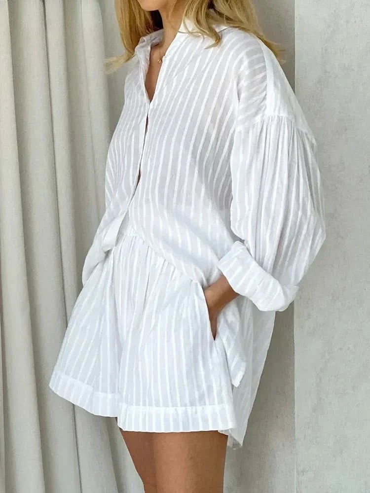Kevla - Sleeve Shirt Striped Lapel Two-Piece
